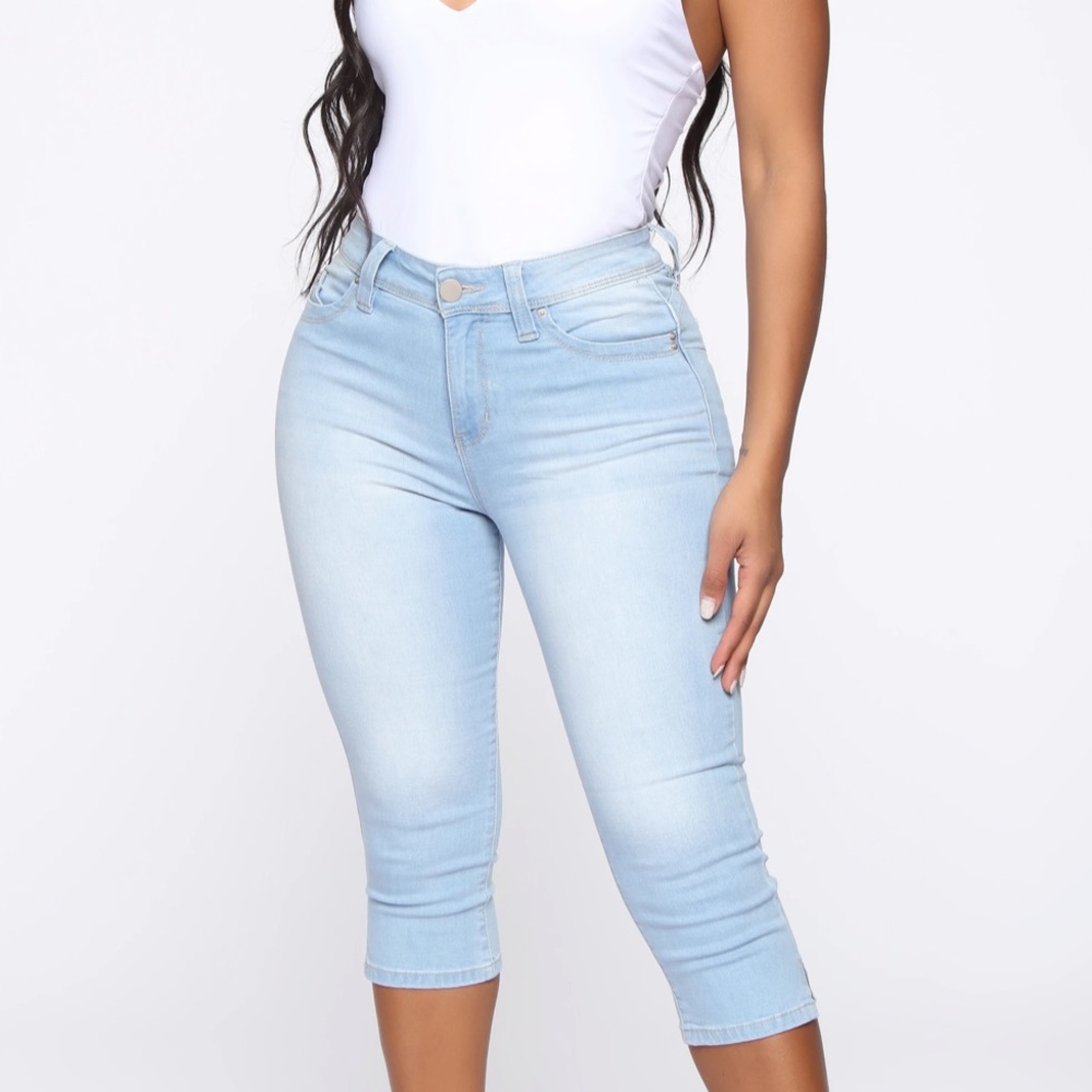 Fashion Nova You Deserve Crop Jean - Light Blue Wash